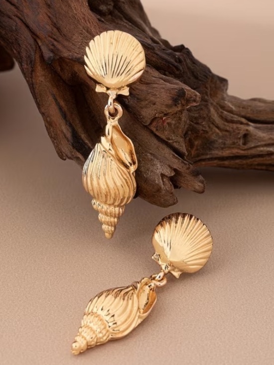 Boutique Jewelry - Gold Shell Drop Earrings - Women Jewelry